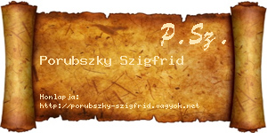 Porubszky Szigfrid névjegykártya